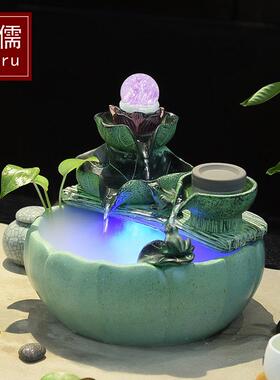 风水轮假山流水高山喷泉小摆件循环水车室内水景鱼缸开 业礼物招