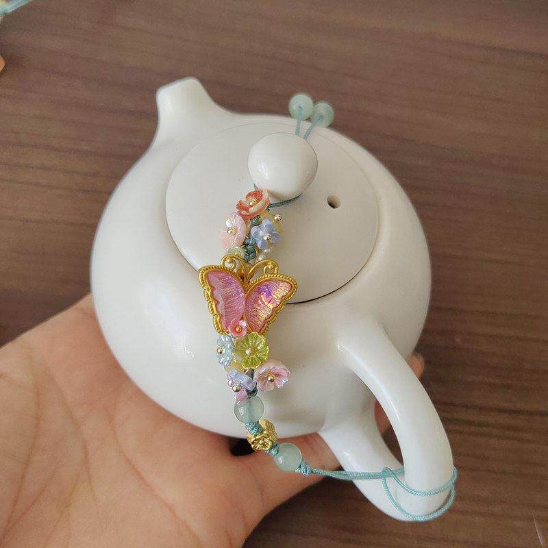 手工茶道配件紫砂壶盖提溜保护绳功夫茶防摔绳连接绳石瓢壶系壶绳