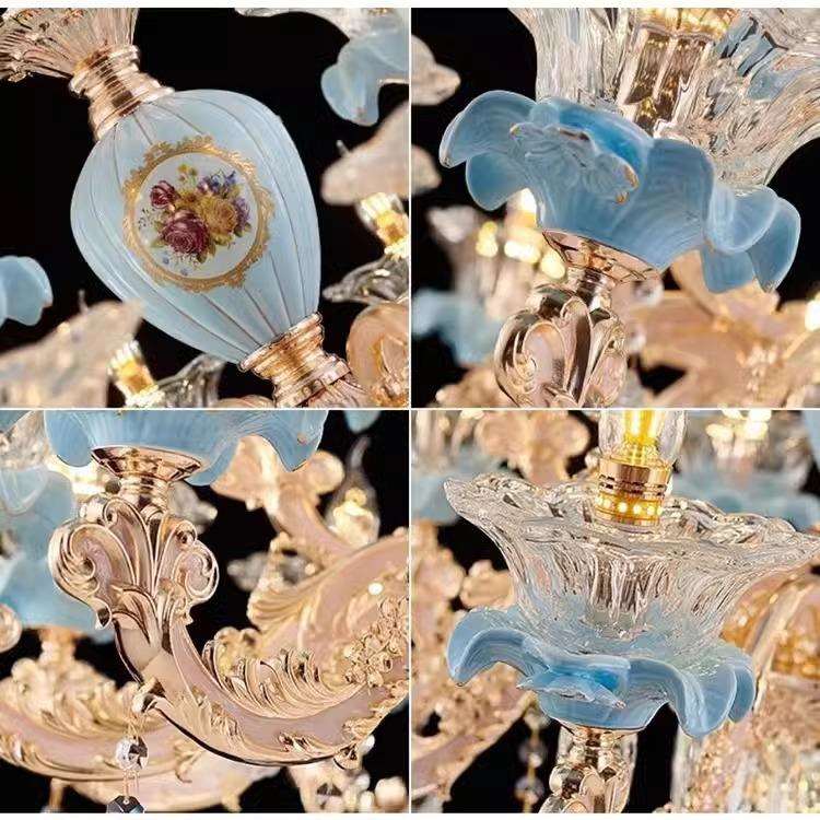 式轻奢水晶吊灯客厅灯法卧ZMI式廷浪漫陶欧瓷室宫灯奢华别墅大厅
