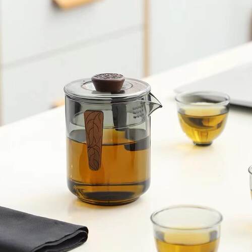 简易耐热玻璃旅行茶具泡茶壶家用办公旅游过滤茶水分离泡茶器套装