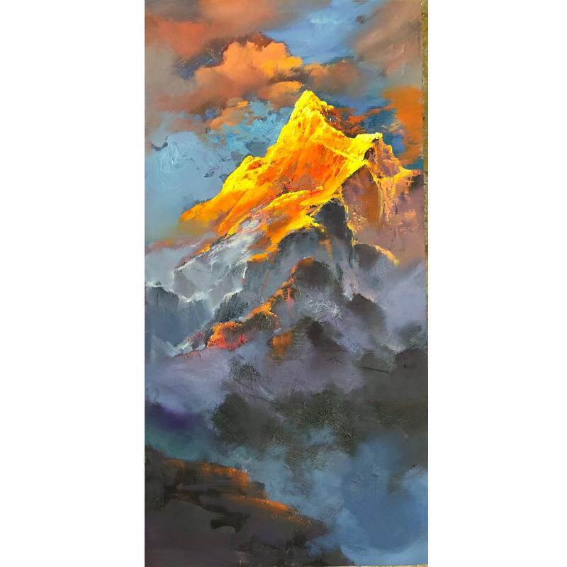 纯手绘金山风景油画 客厅壁画美式沙发背景装饰画玄关餐厅壁挂画