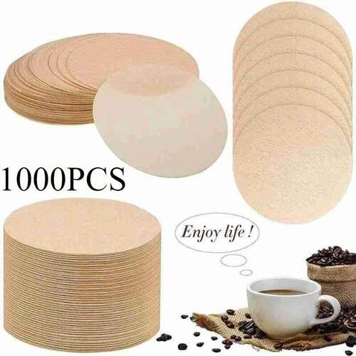 1000PCS Disposable Unbleached Natural Round Coffee Filter Mo