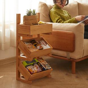 收纳耐用置杂物多格陈列架实木架餐厅展示架厨房客厅蔬菜木质物