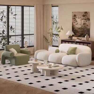 异沙发泡芙奶拼接布艺沙发小户型油ENK轻奢双人可爱云朵形沙发网