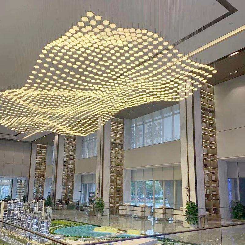 酒吧吊灯酒店大堂灯具售楼部营销中心大厅吊灯方块造型吊线沙盘灯
