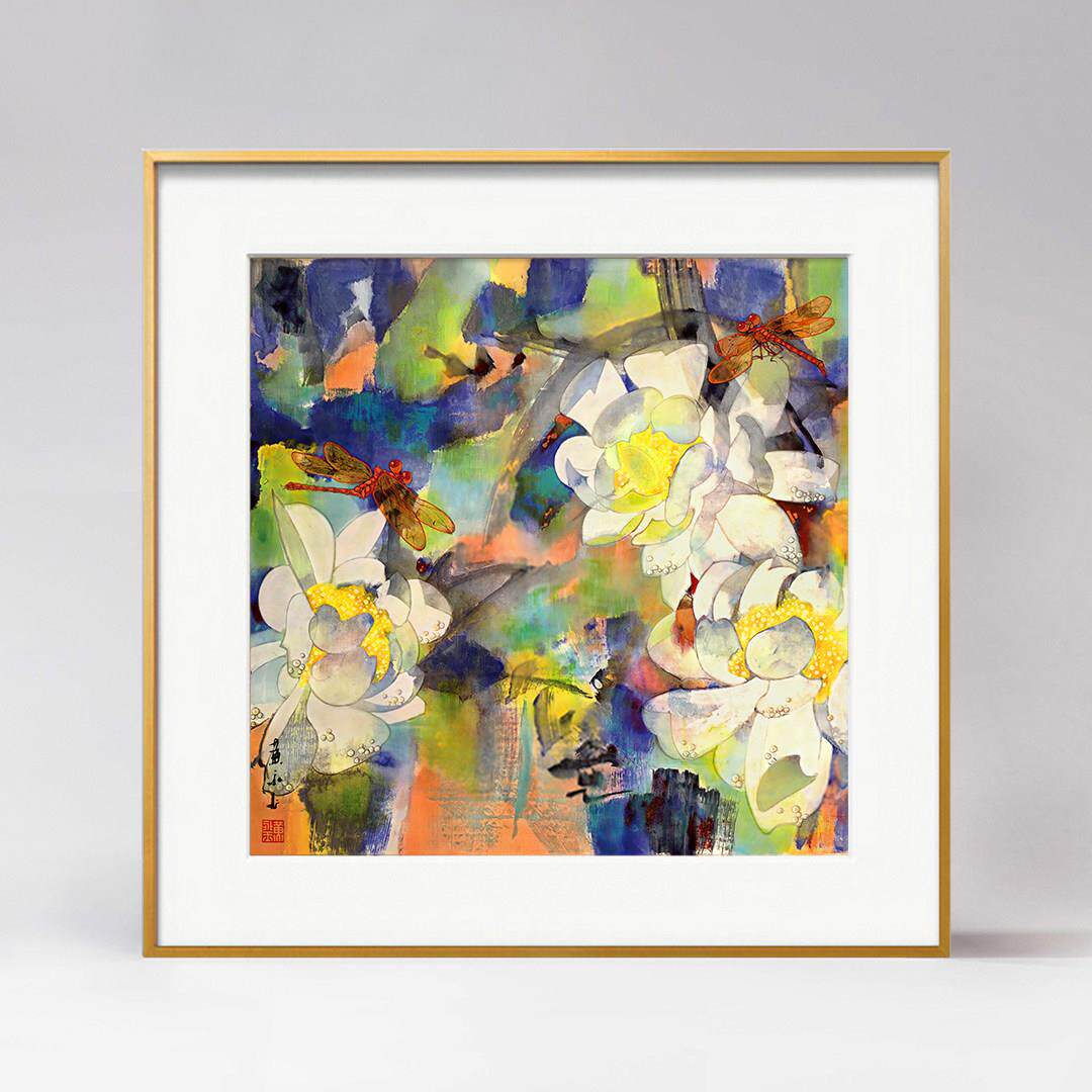 新中式饭厅装饰画 画 黄永玉 荷花画 画花卉现代国画 画玄关挂画