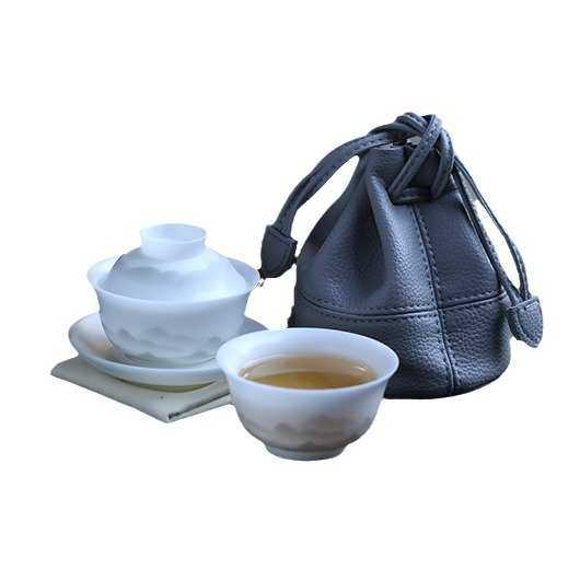 冰种玉瓷水墨山水一人饮快客杯小套组户外便携旅行茶具盖碗套装,餐饮具,旅行茶具,淘宝优惠券,粉丝福利购,淘宝优惠卷