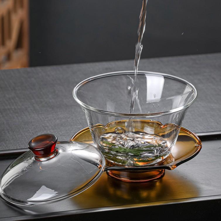 大号玻璃透明盖碗茶具三才泡茶茶杯茶盖套装个耐热茶碗带盖