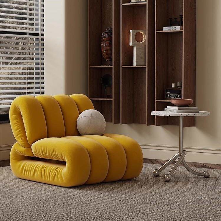 网红中古风单人懒人沙发椅设计师款创意民宿卧室小沙发客厅休闲椅