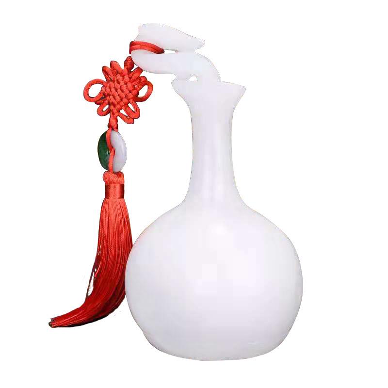 天然阿富汗白玉玉石玉器花瓶摆件客厅玄关商务办公礼品中式摆件
