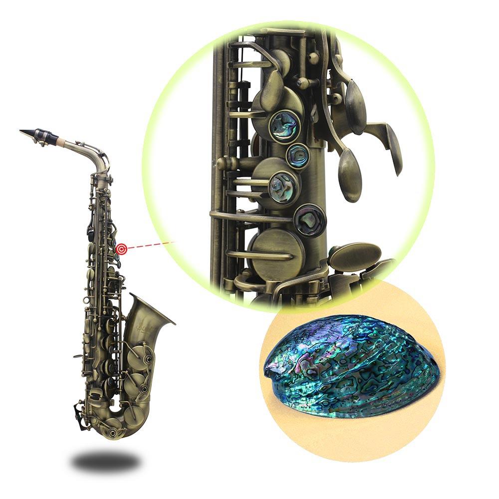 S中音萨克斯降E调青铜管体雕花鲍鱼壳按键青仿古管乐萨克斯风
