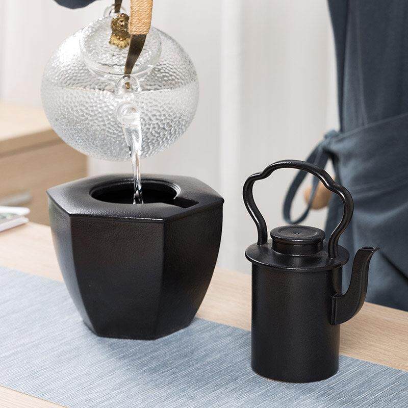 温酒器烫酒壶家用黑陶瓷中式酒具组套彷宋暖热黄酒温酒壶两件套