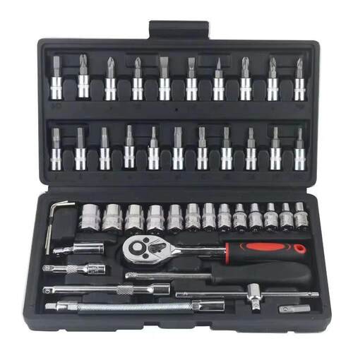 46pcs Car Repair Tool Kit 1/4-Inch Socket Set Car Repair Too