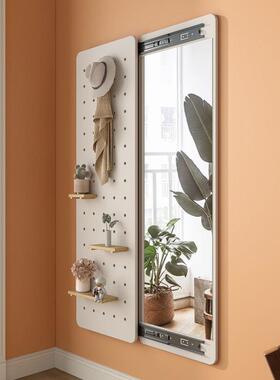 可关闭衣隐藏推VEX拉镜子折挂墙全身穿可遮挡隐叠形壁试挂式玄关