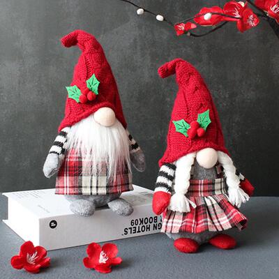 Cute pigtail faceless doll doll Christmas tabletop decoratio
