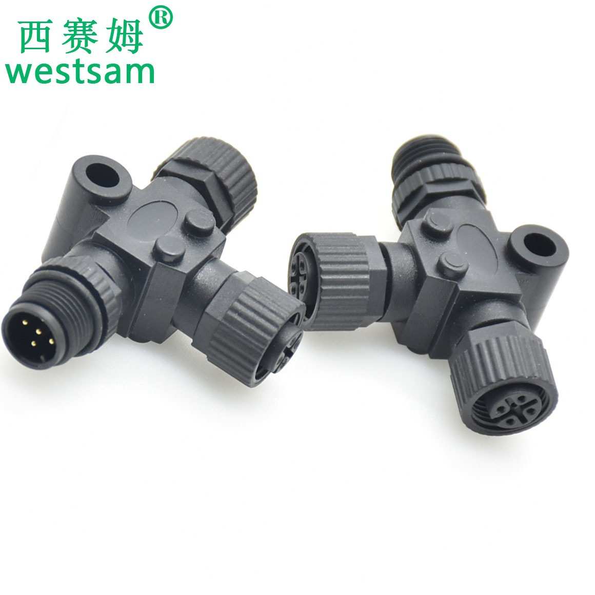 M12防水连接器NMEA2000接头T型船舶CAN现场总线12mm三通航空插头