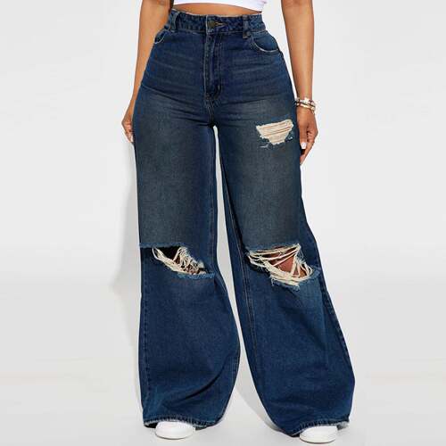 2025 Autumn and Winter Women's Wide Leg Jeans Pocket