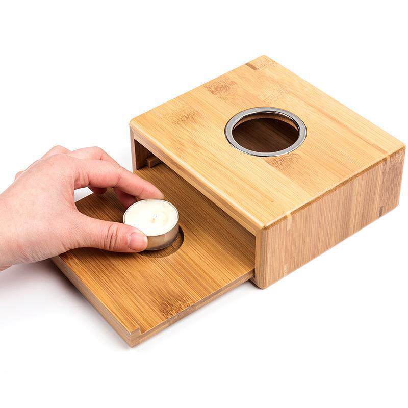 竹制温茶器蜡烛玻璃茶壶加热底座保温暖茶炉壶煮茶器煮茶炉