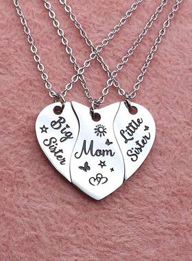 Mother's Day Gift Mom & Daughter Necklace 3 Counts Letter