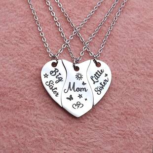 Mother's Day Gift Mom & Daughter Necklace 3 Counts Letter