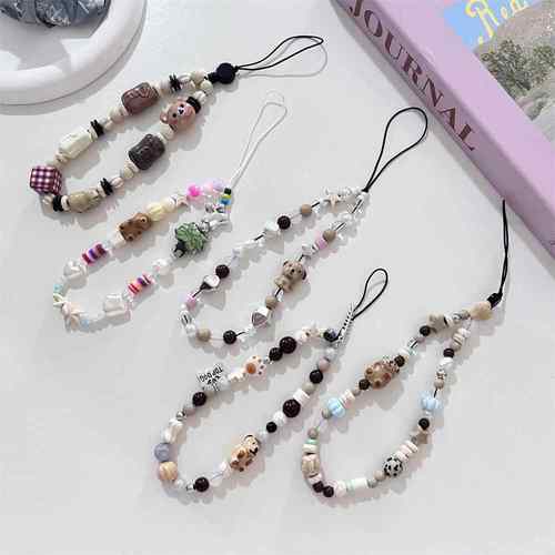 可可小熊秋冬配色手机链可爱拍立得ccd挂绳装饰设计感潮椰树手链