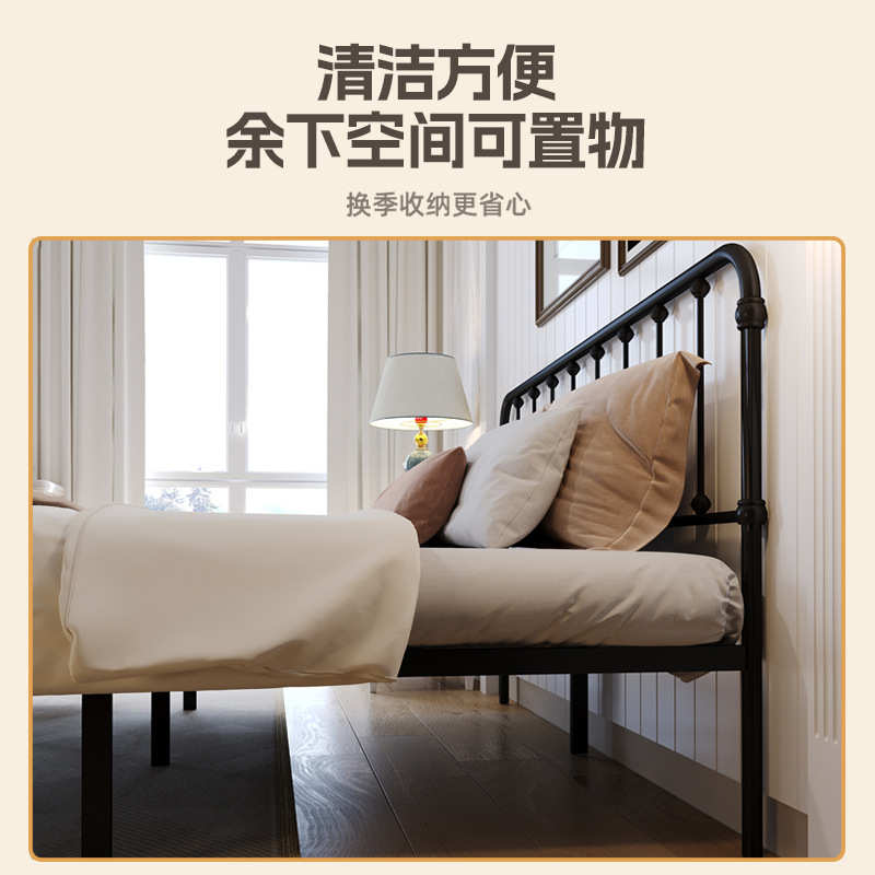 Lloft现代简约铁艺床防异响双人床家用儿童单人床加粗加厚铁架床