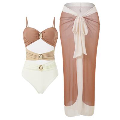 Womens Colorblock Bustier Bikini Set Casual Fashion Fo