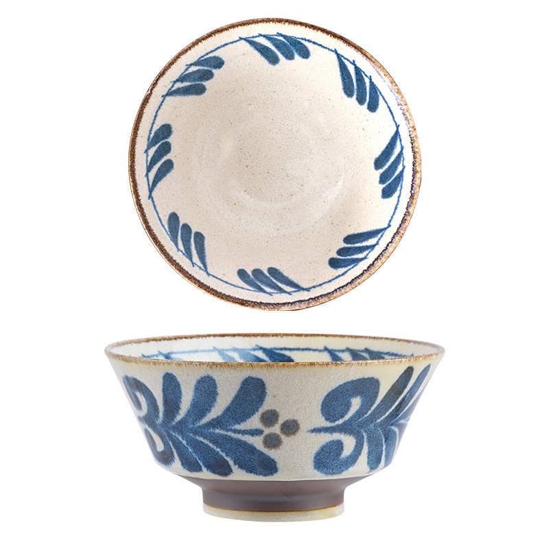 南国烧复古彩釉米饭颜高值汤碗美浓下碗陶瓷餐具进口日式家用青花