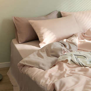 兰北欧支60夏季丝轻天裸睡奢床上用品精丝双面冰床单被套件套风四