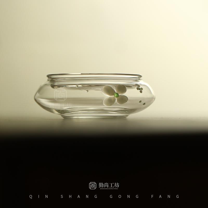 花屿高硼硅玻璃蓄水壶承干泡台日式茶具小清新茶壶托盘蓄水茶盘