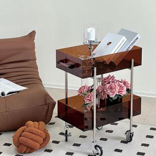 多功能高颜值亚克力小推车厨房零食多层置物架柜客厅沙发边几角几