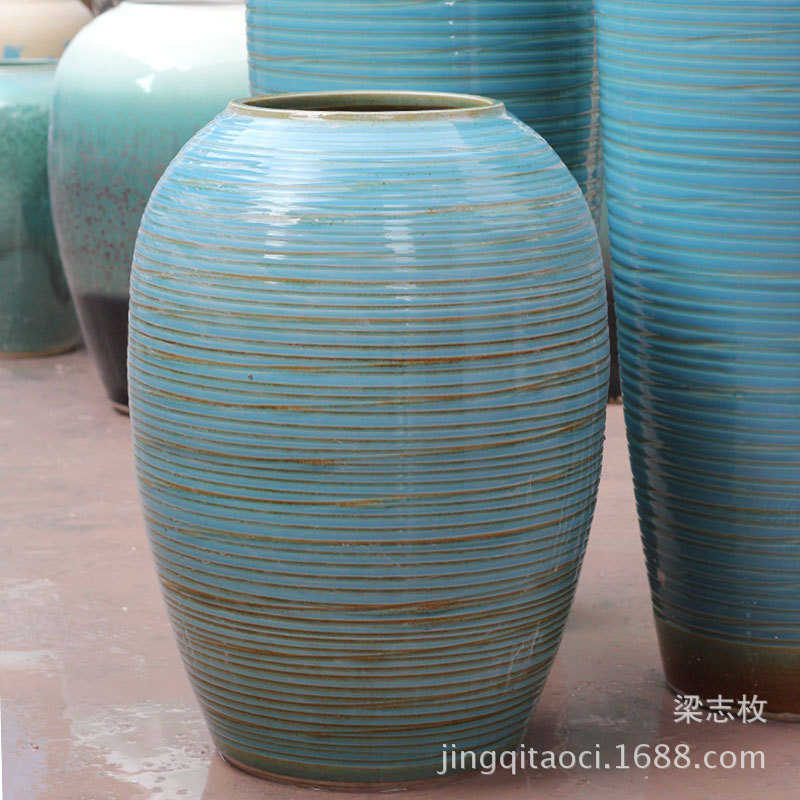 酒店会所商场摆件景德镇陶瓷落地大花瓶装饰品景观民宿装饰花插