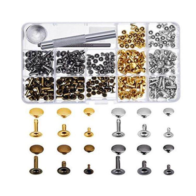 跨境6mm8mm单面铆钉+安装工具包包皮革帽撞钉柳钉 180套240套盒装