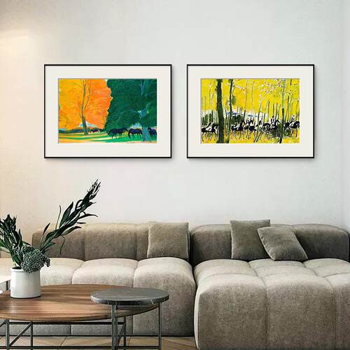 简约小清新风景挂画文艺北欧现代轻奢壁画客厅卧室餐厅组合装饰画