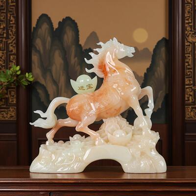 马到成功仿摆玉件款开业送商礼招财摆件新玄7355关办公室务开业乔