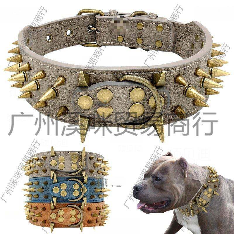 中大型犬狗狗猛犬项圈铆钉卡斯罗恶霸犬防咬脖圈杜高马犬狼狗脖套