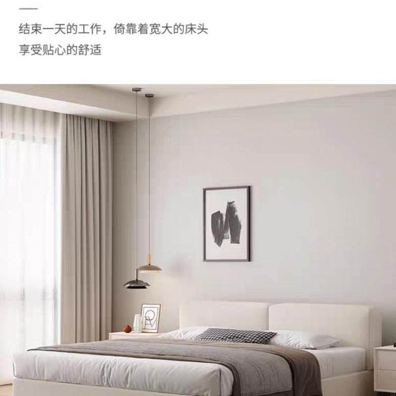 fLE矮床头床棉麻布艺床双人床小户型婚床1.5米次卧床1.8米主卧白