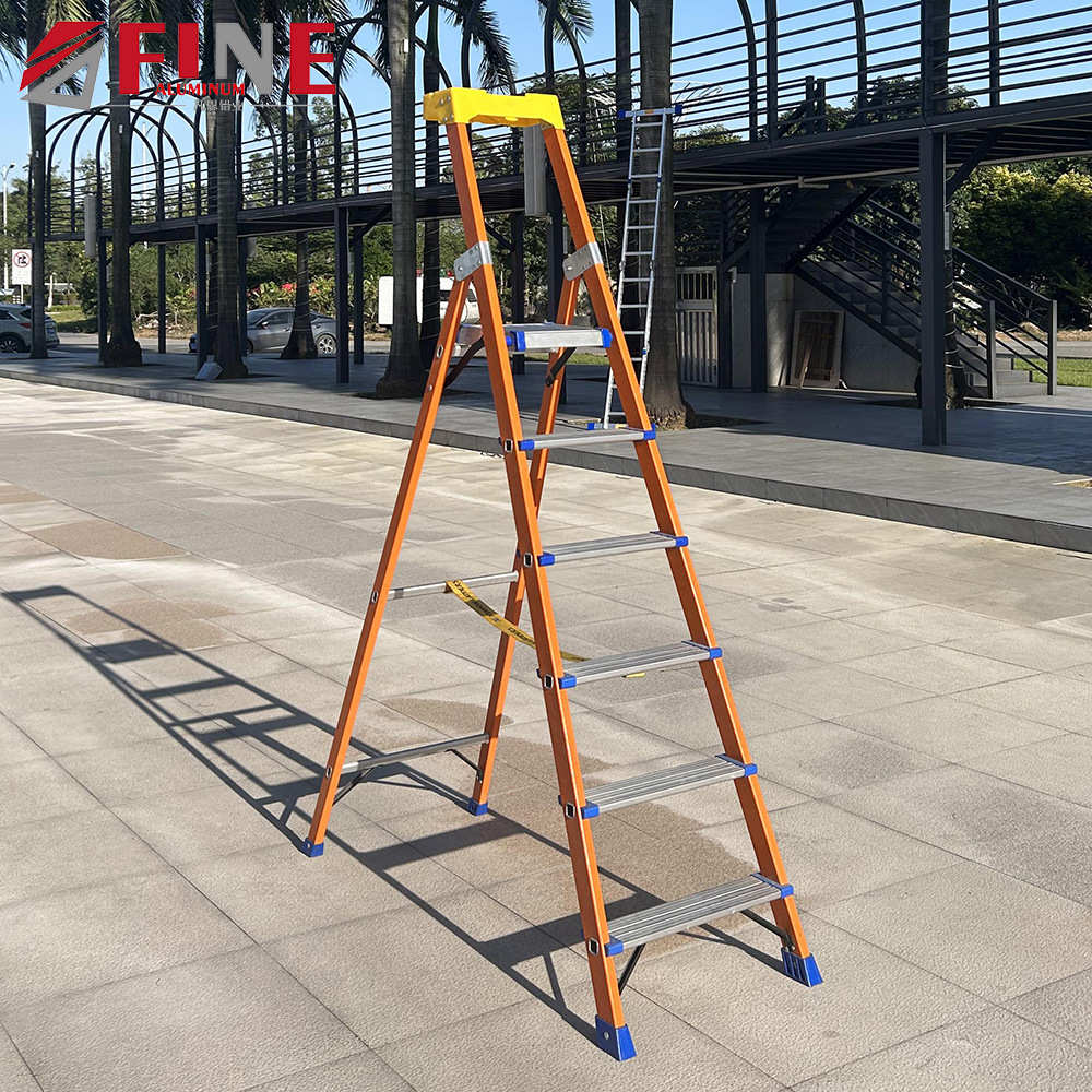 电工绝缘梯人字玻璃钢纤维平台梯扶手围栏高压绝缘凳防护网折叠梯