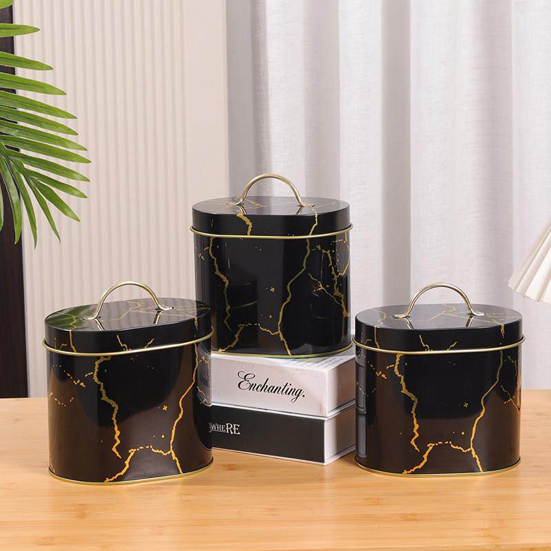 简约大理石纹铁盒收纳带盖大容量桌面饼干零食储物铁罐茶叶密封罐,收纳整理,桌面收纳盒,淘宝优惠券,粉丝福利购,淘宝优惠卷