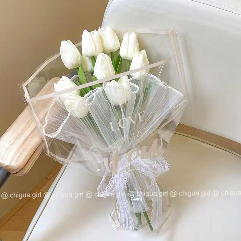 郁金香ins仿真花花束郁金香假花高档手捧花摆件野餐拍照闺蜜道具