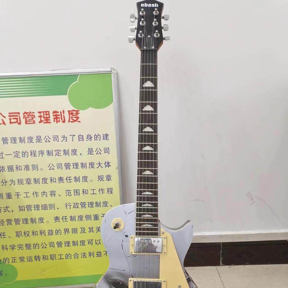 LP电吉他枫木头双双拾音器杨木琴体白品线22品指板雕花枫木乐器