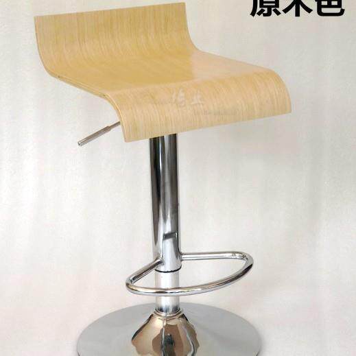 实木曲木面板吧台椅子升降酒吧椅吧凳高脚凳柜台手机店营业厅展台