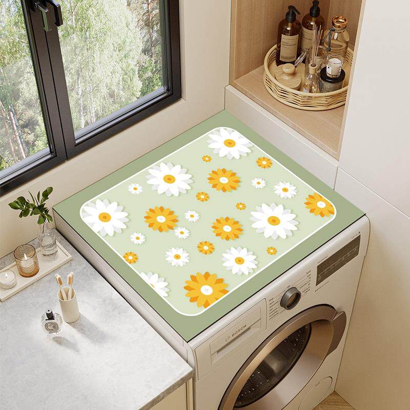 洗衣机防水盖垫全自动滚筒硅藻泥防尘罩上方台面垫微波炉冰箱顶垫