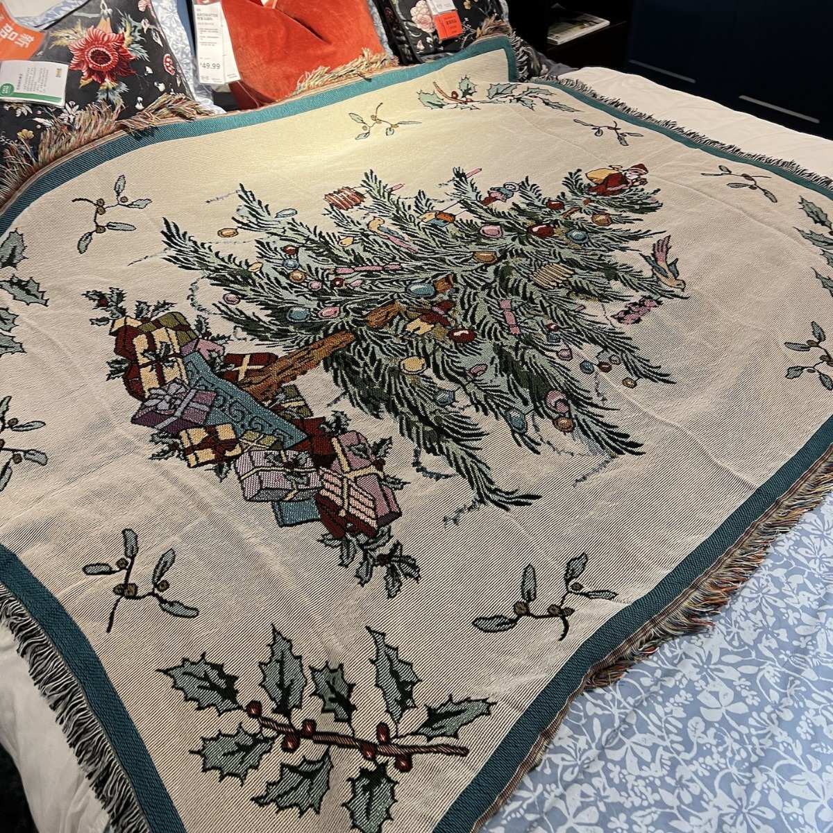 Merry Christmas 圣诞节圣诞树毯子挂毯