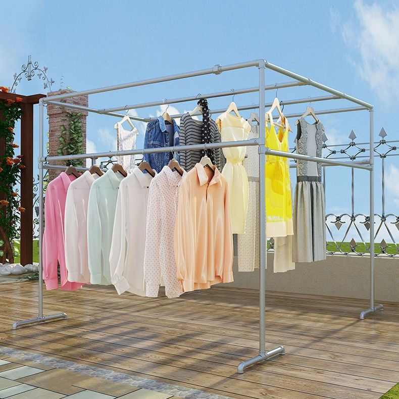 钢管晾衣架落地防风四方架阳台简易晒被子架大型户外晒被架爬藤架