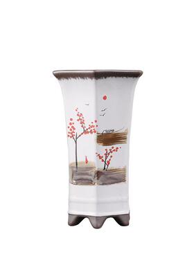 精品兰花盆紫砂花盆陶瓷釉盆春兰建兰墨兰蕙兰高端新中式六角兰盆