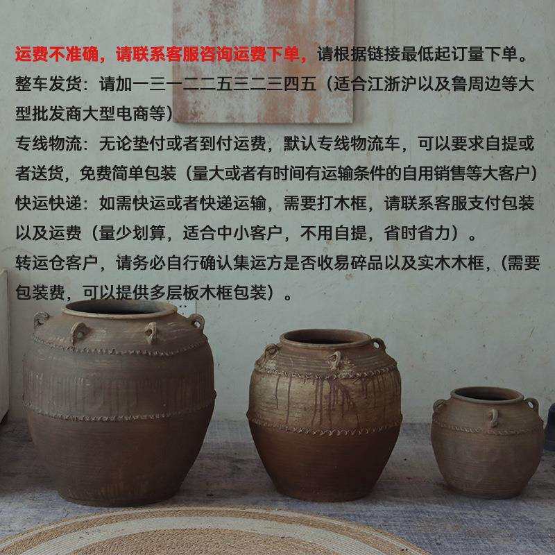 带耳仿古罐荷罐落花盆ROJ复古花器仿古花地盆土陶艺盆术花陶罐