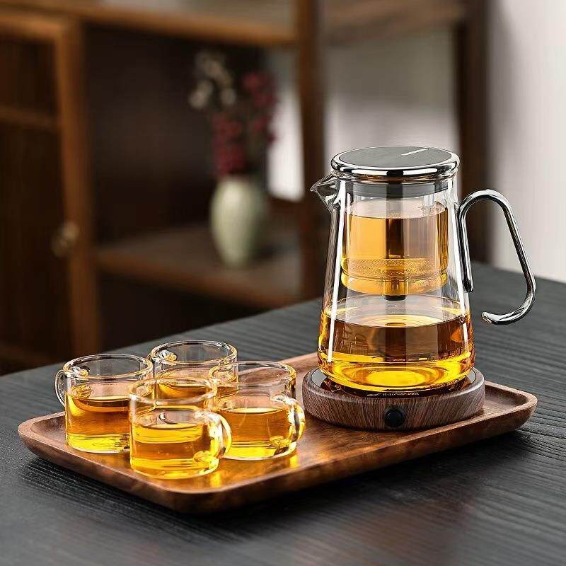 耐高温全玻璃内胆磁吸飘逸杯茶水分离铝合金泡茶壶懒人茶具泡茶器