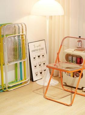 简子约折叠椅餐透明亚克力晶服装店拍照椅时尚网红化妆VXO凳水靠