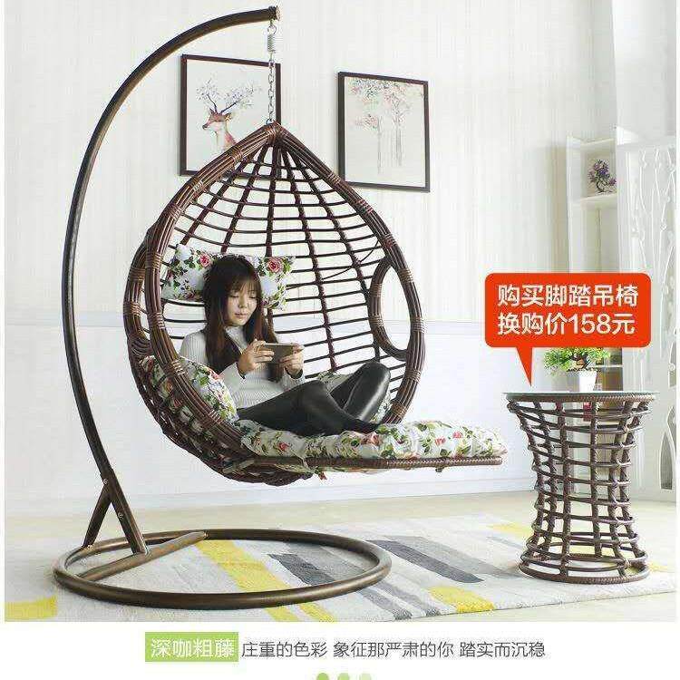 脚踏单人鸟巢吊篮藤椅吊椅秋千阳台吊篮椅户外摇摇椅藤编悬挂式